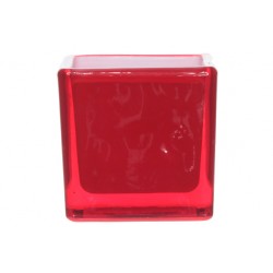 Bougeoir carré rouge C&T (Set 4pcs)