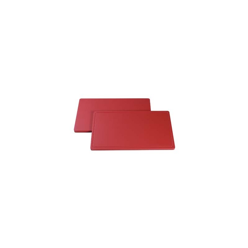 Planche à découper rouge  s/rainure 40x25x2cm