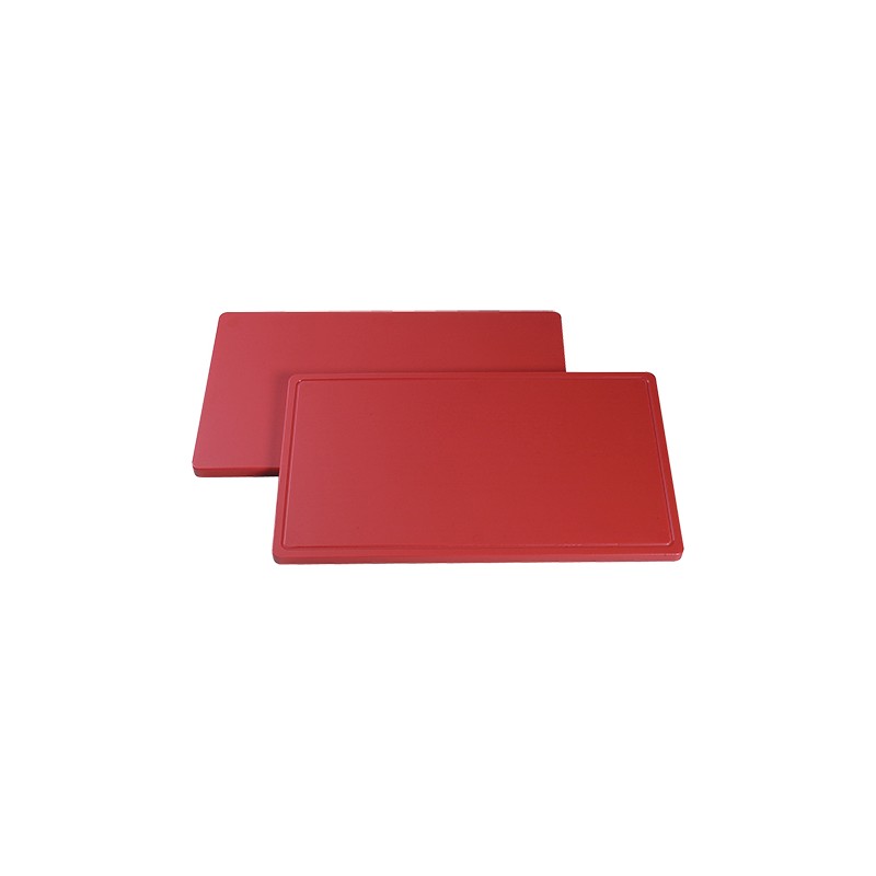 Snijplank rood  met geul 40x25x2cm
