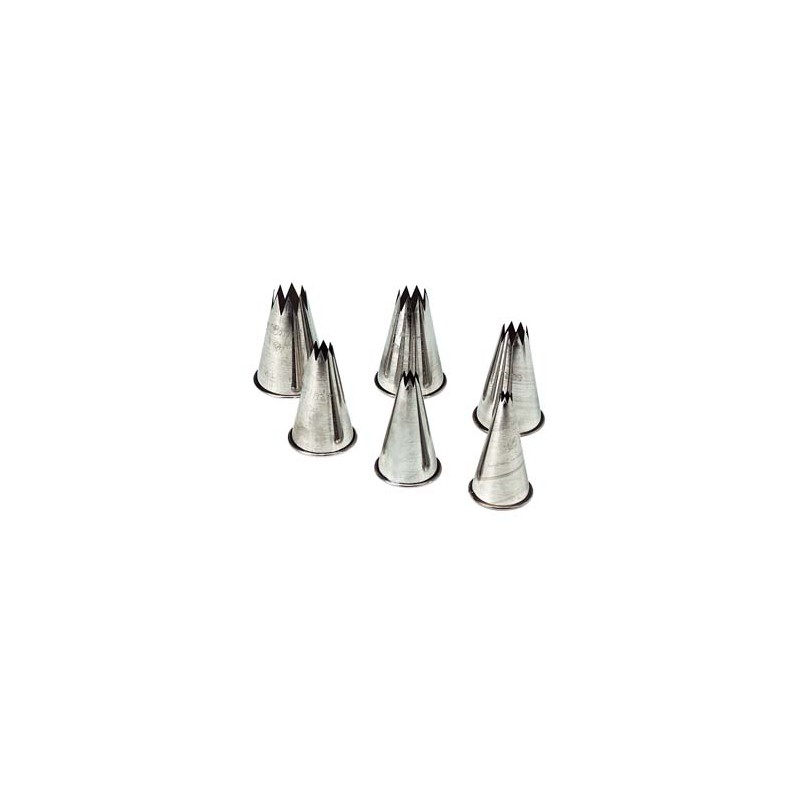 Set van 6 gekerdelde roestvrijstaal spuitjes (3,5,7,9,11,13mm)